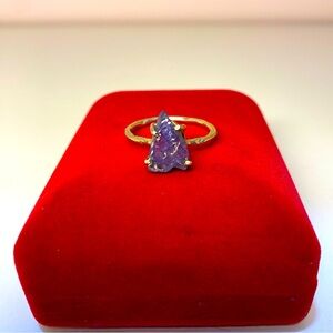 24k Gold plated Amethyst Statement ring, size 7